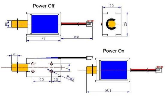 Solenoide de alimentación CC de 27 mm de altura para aplicaciones de 0.5 libras de peso, con tensión de resistencia de 2000 V/1 minuto